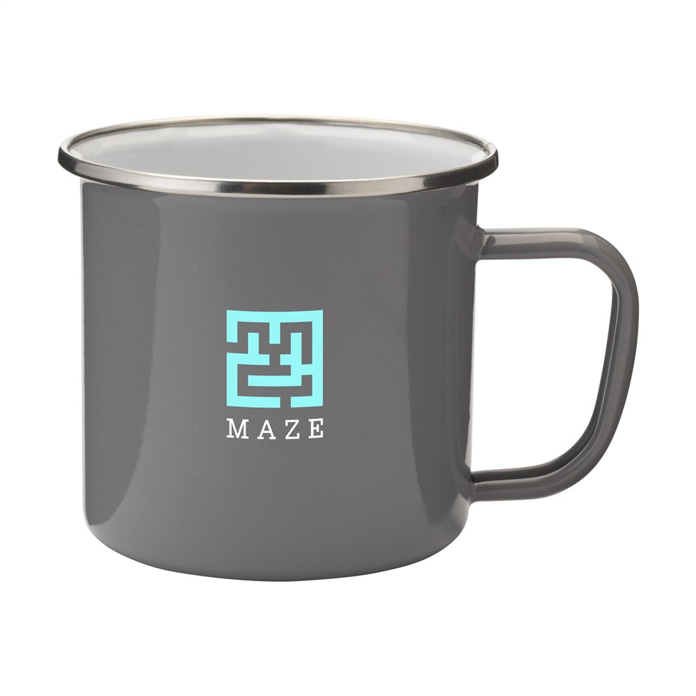 Retro Silver Emaille Mok 350 ml - grijs/zilver